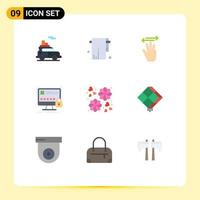 Stock Vector Icon Pack of 9 Line Signs and Symbols for secure lock hand protection right Editable Vector Design Elements