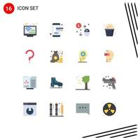 paquete de iconos de vector de stock de 16 signos de línea y símbolos para el signo de interrogación ayuda a comprar palomitas de maíz paquete editable de elementos creativos de diseño de vectores