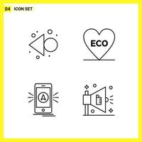 4 Icon Set Simple Line Symbols Outline Sign on White Background for Website Design Mobile Applications and Print Media Creative Black Icon vector background