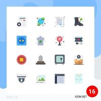 16 Thematic Vector Flat Colors and Editable Symbols of plug board boot streamline shose banking Editable Pack of Creative Vector Design Elements