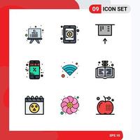 9 iconos creativos signos y símbolos modernos de educación dinero inalámbrico wifi descuento elementos de diseño vectorial editables vector