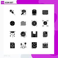 16 Universal Solid Glyphs Set for Web and Mobile Applications gym computer bubble screen coding Editable Vector Design Elements