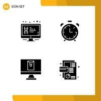 4 Creative Icons Modern Signs and Symbols of display email monitor clock letter Editable Vector Design Elements