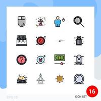 Group of 16 Modern Flat Color Filled Lines Set for science chemistry avatar zoom standby Editable Creative Vector Design Elements