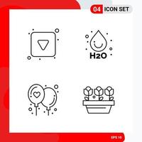 Creative Set of 4 Universal Outline Icons isolated on White Background Creative Black Icon vector background