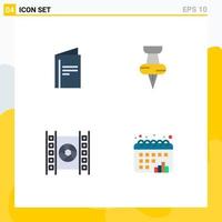 4 Thematic Vector Flat Icons and Editable Symbols of menu movie advertisement marker calendar Editable Vector Design Elements