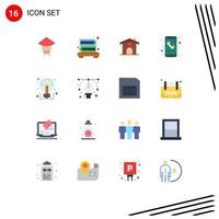 conjunto de 16 iconos modernos de la interfaz de usuario signos de símbolos para ideas llamando amor llamada telefónica paquete editable de elementos de diseño de vectores creativos