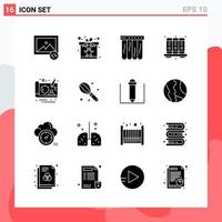 Collection of 16 Vector Icons in solid style Modern Glyph Symbols for Web and Mobile Solid Icon Sign Isolated on White Background 16 Icons Creative Black Icon vector background