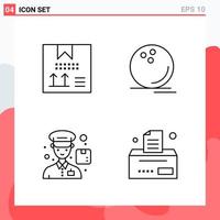 Collection of 4 Vector Icons in Line style Modern Outline Symbols for Web and Mobile Line Icon Sign Isolated on White Background 4 Icons Creative Black Icon vector background