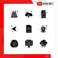 Set of 9 Commercial Solid Glyphs pack for finance economy navigation document left Editable Vector Design Elements