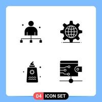 4 Solid Black Icon Pack Glyph Symbols for Mobile Apps isolated on white background 4 Icons Set Creative Black Icon vector background