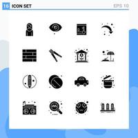 16 User Interface Solid Glyph Pack of modern Signs and Symbols of lock pad right arrow mark reload key Editable Vector Design Elements