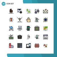 Mobile Interface Filled line Flat Color Set of 25 Pictograms of chair lift cable car logistic telephone public Editable Vector Design Elements