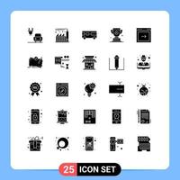 User Interface Pack of 25 Basic Solid Glyphs of right arrow van first award Editable Vector Design Elements