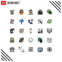 conjunto de 25 iconos de interfaz de usuario modernos signos de símbolos para elementos de diseño vectorial editables de ensalada de comida pop de chat de correo vector