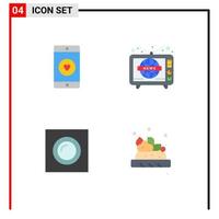 4 Flat Icon concept for Websites Mobile and Apps application interior like television light Editable Vector Design Elements