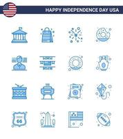 16 Blue Signs for USA Independence Day american food firework yummy donut Editable USA Day Vector Design Elements