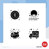 4 User Interface Solid Glyph Pack of modern Signs and Symbols of bluetooth food pipe sewage delivery Editable Vector Design Elements