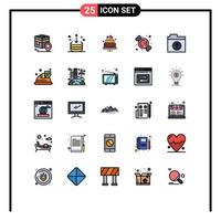 Mobile Interface Filled line Flat Color Set of 25 Pictograms of sweets dessert import candy heart Editable Vector Design Elements