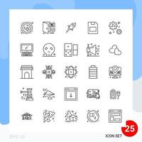 Modern Pack of 25 Icons Line Outline Symbols isolated on White Backgound for Website designing Creative Black Icon vector background