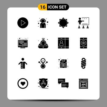 Set of 16 Modern UI Icons Symbols Signs for internet students security school education Editable Vector Design Elements