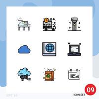 9 Universal Filledline Flat Color Signs Symbols of map storage devices data technology Editable Vector Design Elements