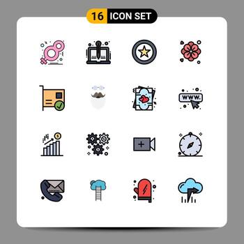 Set of 16 Modern UI Icons Symbols Signs for computers summer storytelling nature business Editable Creative Vector Design Elements