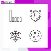 Line Icon set Pack of 4 Outline Icons isolated on White Background for Web Print and Mobile Creative Black Icon vector background