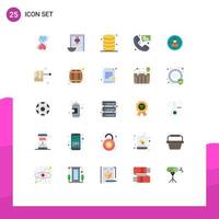 Universal Icon Symbols Group of 25 Modern Flat Colors of target communication data message call Editable Vector Design Elements