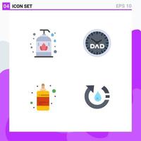 User Interface Pack of 4 Basic Flat Icons of liquid ink clock timepiece drop Editable Vector Design Elements