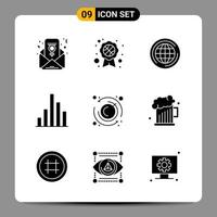 9 Black Icon Pack Glyph Symbols Signs for Responsive designs on white background 9 Icons Set Creative Black Icon vector background