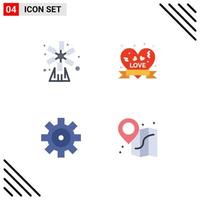 Editable Vector Line Pack of 4 Simple Flat Icons of agriculture setting nature insignia vehicle configuration Editable Vector Design Elements