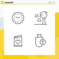 4 Creative Icons Modern Signs and Symbols of time heart arbor card devices Editable Vector Design Elements