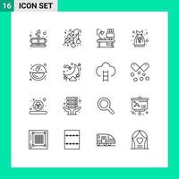 Group of 16 Modern Outlines Set for robe clothes dot designer lamp Editable Vector Design Elements