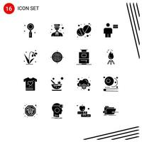 Modern Set of 16 Solid Glyphs and symbols such as debit card people body pill Editable Vector Design Elements