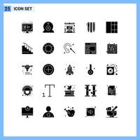 Modern Set of 25 Solid Glyphs Pictograph of grid items speaker stationary tools Editable Vector Design Elements