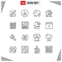 16 Icons Line Style Grid Based Creative Outline Symbols for Website Design Simple Line Icon Signs Isolated on White Background 16 Icon Set Creative Black Icon vector background