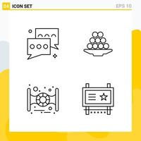 Collection of 4 Universal Line Icons Icon Set for Web and Mobile Creative Black Icon vector background