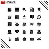 Modern Set of 25 Solid Glyphs and symbols such as big idea money wardrobe digital cashless Editable Vector Design Elements