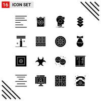 Pixle Perfect Set of 16 Solid Icons Glyph Icon Set for Webite Designing and Mobile Applications Interface Creative Black Icon vector background