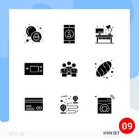 Editable Vector Line Pack of 9 Simple Solid Glyphs of friends products home gameboy devices Editable Vector Design Elements