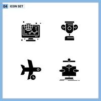 Pictogram Set of 4 Simple Solid Glyphs of ecommerce flight online progress transport Editable Vector Design Elements