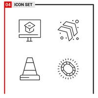 4 General Icons for website design print and mobile apps 4 Outline Symbols Signs Isolated on White Background 4 Icon Pack Creative Black Icon vector background