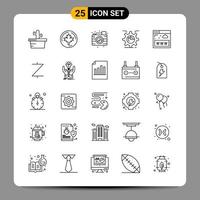 Paquete de 25 iconos negros símbolos de contorno signos para diseños receptivos sobre fondo blanco 25 iconos establecidos fondo de vector de icono negro creativo