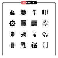 Pictogram Set of 16 Simple Solid Glyphs of navigation education sale document products Editable Vector Design Elements