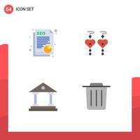 4 Universal Flat Icons Set for Web and Mobile Applications document court data love delete Editable Vector Design Elements