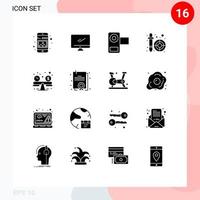Group of 16 Solid Glyphs Signs and Symbols for picker color picker imac video media Editable Vector Design Elements