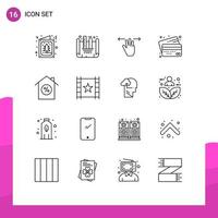 User Interface Pack of 16 Basic Outlines of mortgage payment hand money cards Editable Vector Design Elements