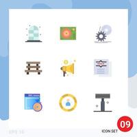 Pictogram Set of 9 Simple Flat Colors of sitting element cd city dvd Editable Vector Design Elements