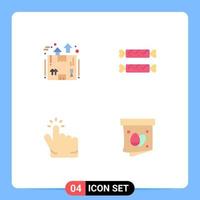 Modern Set of 4 Flat Icons and symbols such as box click package candy hand Editable Vector Design Elements